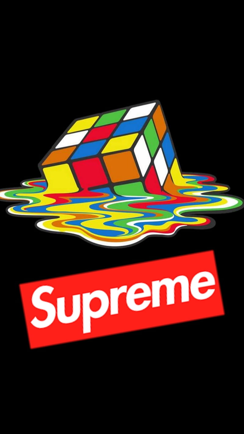 Supreme Rubiks Cube, cool, rubik, shapes, melting, big bang theory, HD phone wallpaper