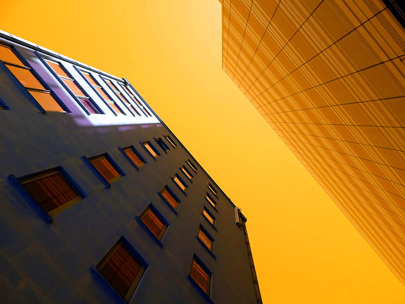 buildings, sky, architecture, facade, bottom view, HD wallpaper