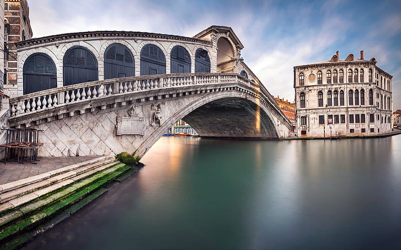 Rialto Bridge Grand Canal, italian landmarks, Venice, Italy, Europe, HD wallpaper