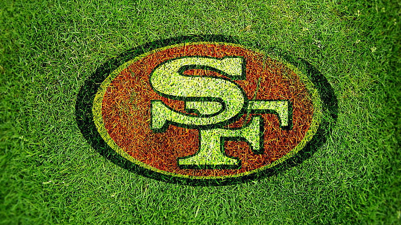 49ERS Logo On Green Grass Field 49ERS, HD wallpaper