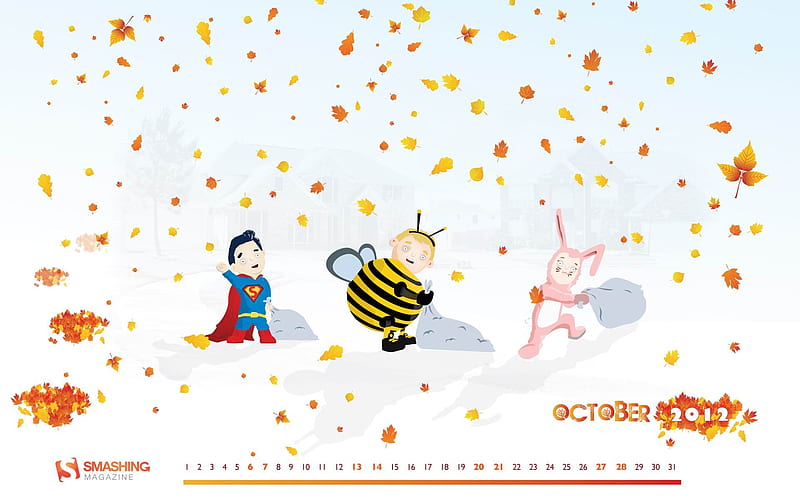 Superman Goes Halloween-October 2012 calendar, HD wallpaper