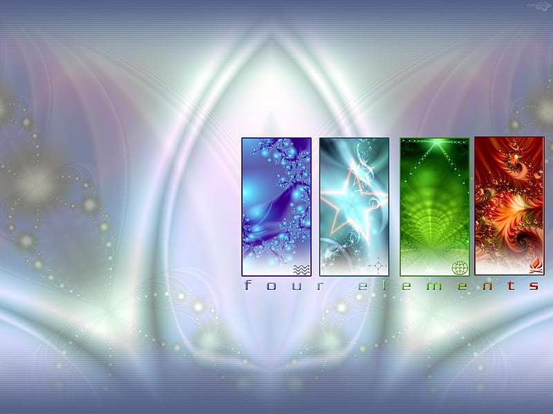 Four Elements !!!, 3d-art, red, element, abstract, green, four, lightblue, colour, blue, HD wallpaper