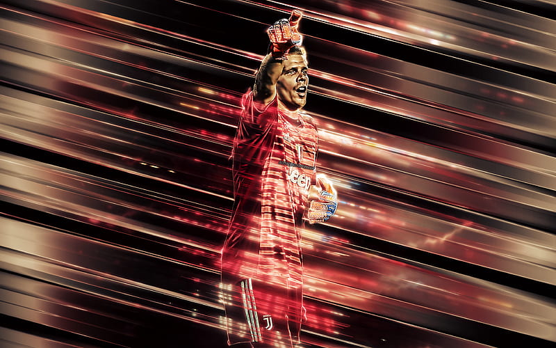 Wojciech Szczesny creative art, blades style, goalkeeper, Juventus FC, Polish footballer, Serie A, Italy, red background, football, HD wallpaper