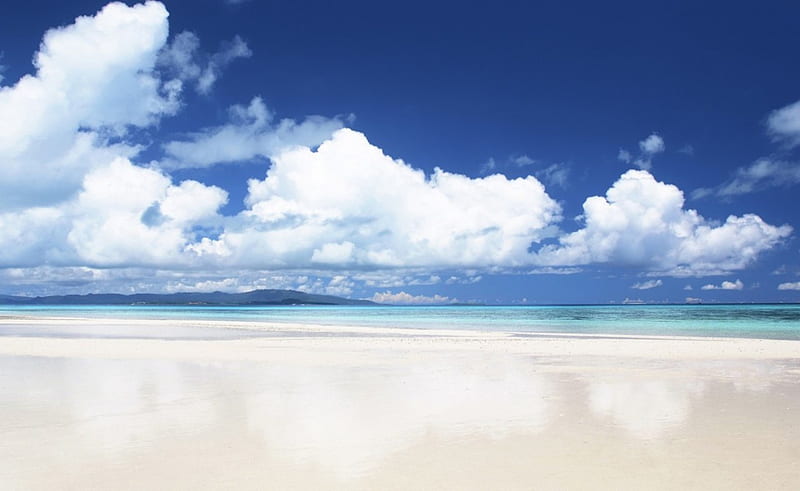 Japan Okinawa sky beach, sand, japan, beaches, nature, Okinawa, sky, HD wallpaper