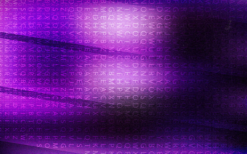 abstract violet background typography patterns, purple backgrounds, typography, letters and digits, HD wallpaper