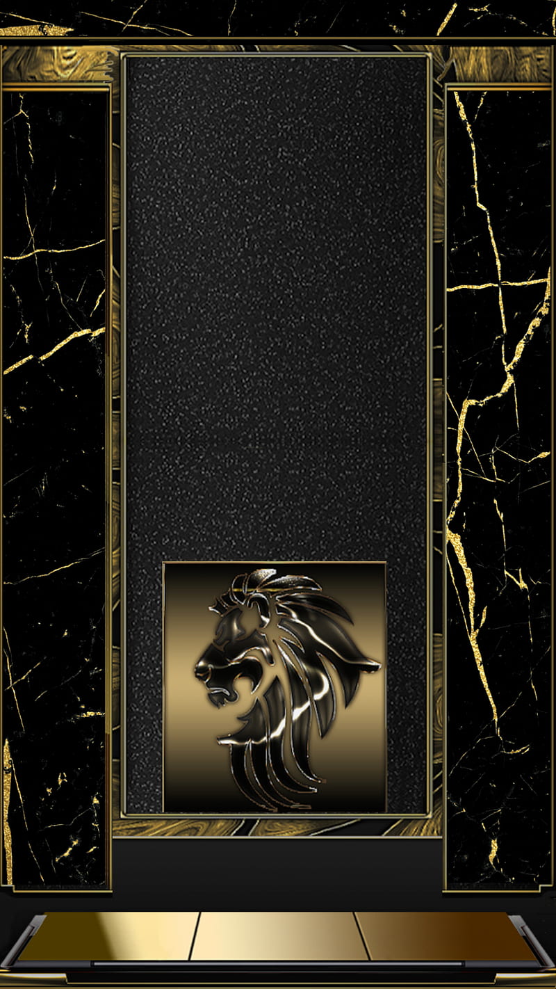 Gold Standard black, dark, lion, marble, HD phone wallpaper