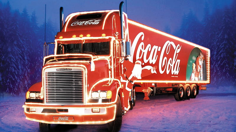 Christmas Coca-Cola Truck, Christmas, Red, Truck, Coca Cola, White, HD wallpaper