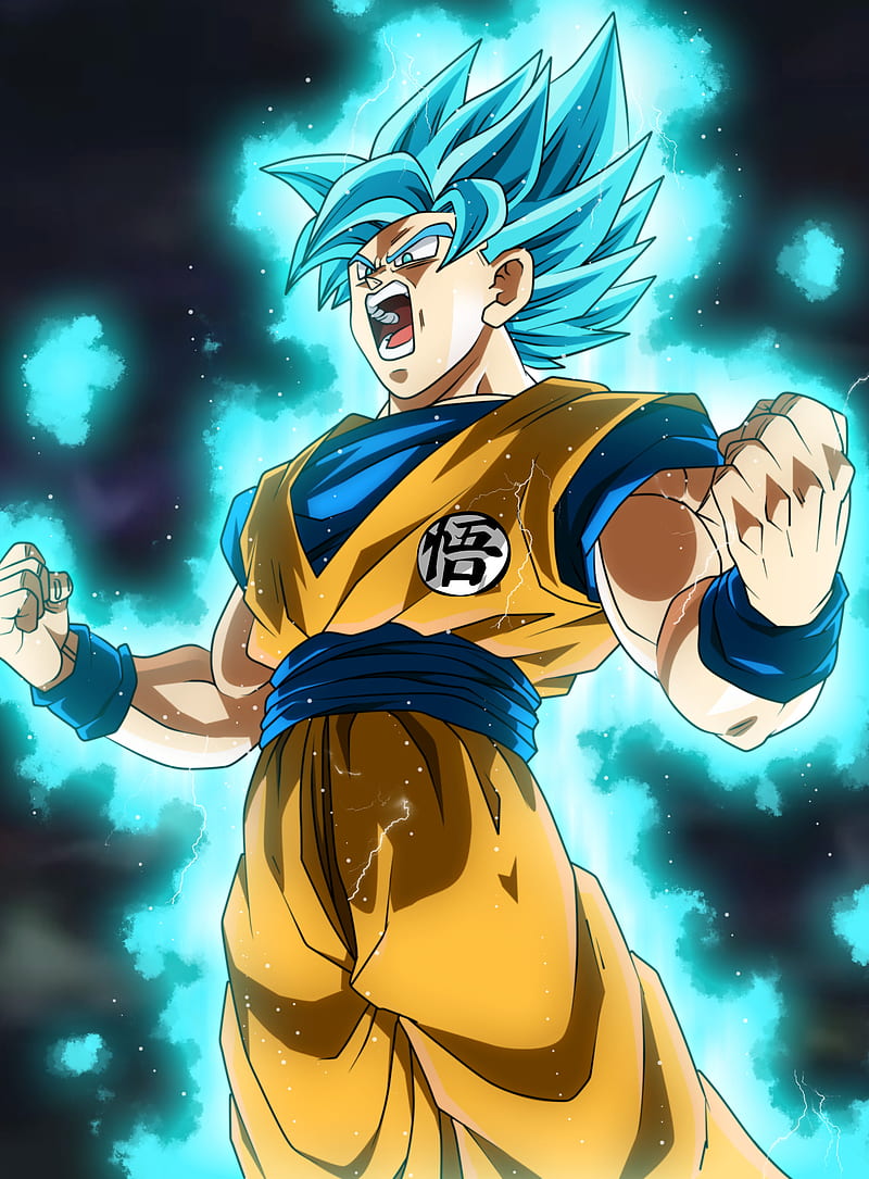 Goku ssj blue, anime, ball, dragon super, HD phone wallpaper