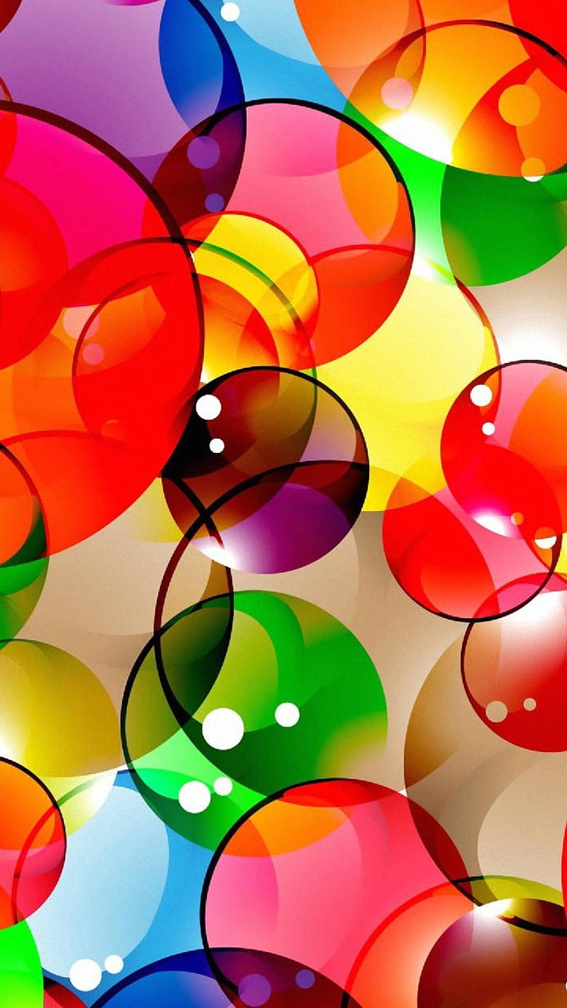 Bubblegum, see through, colorful, balls, vircles, bubbles, bright, fun, HD phone wallpaper
