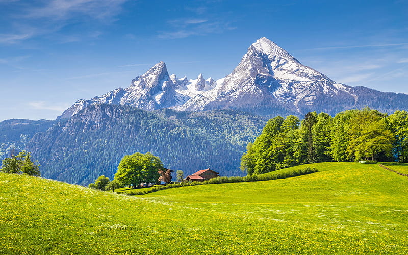 Berchtesgaden Alps mountains, summer, Alps, Germany, Europe, HD wallpaper
