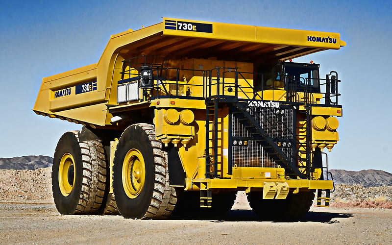 Komatsu 730E-8, big mining truck, dump truck, quarry, big trucks, Komatsu, HD wallpaper