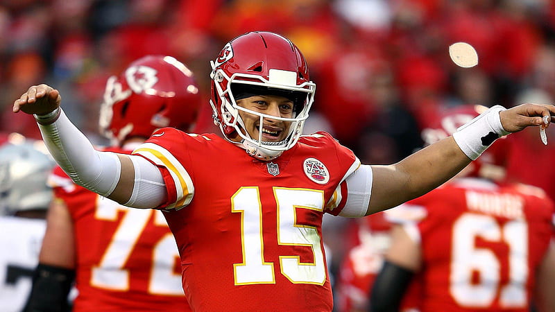 patrick mahomes in blur audience background wearing red sports dress sports-, HD wallpaper