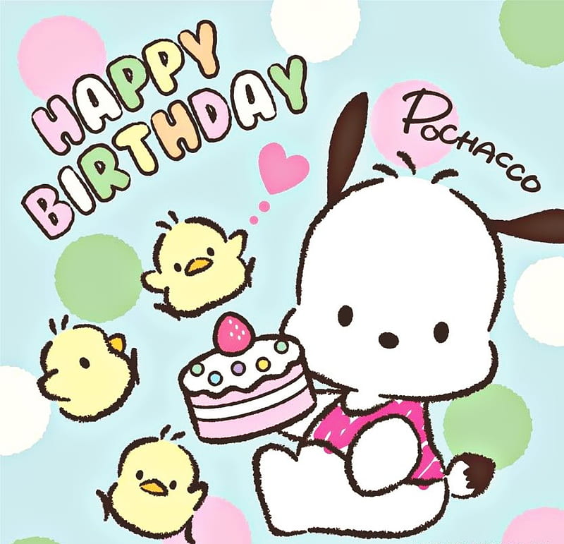 Pochacco Birtay , happy birtay, pochacco dog, sanrio, HD wallpaper