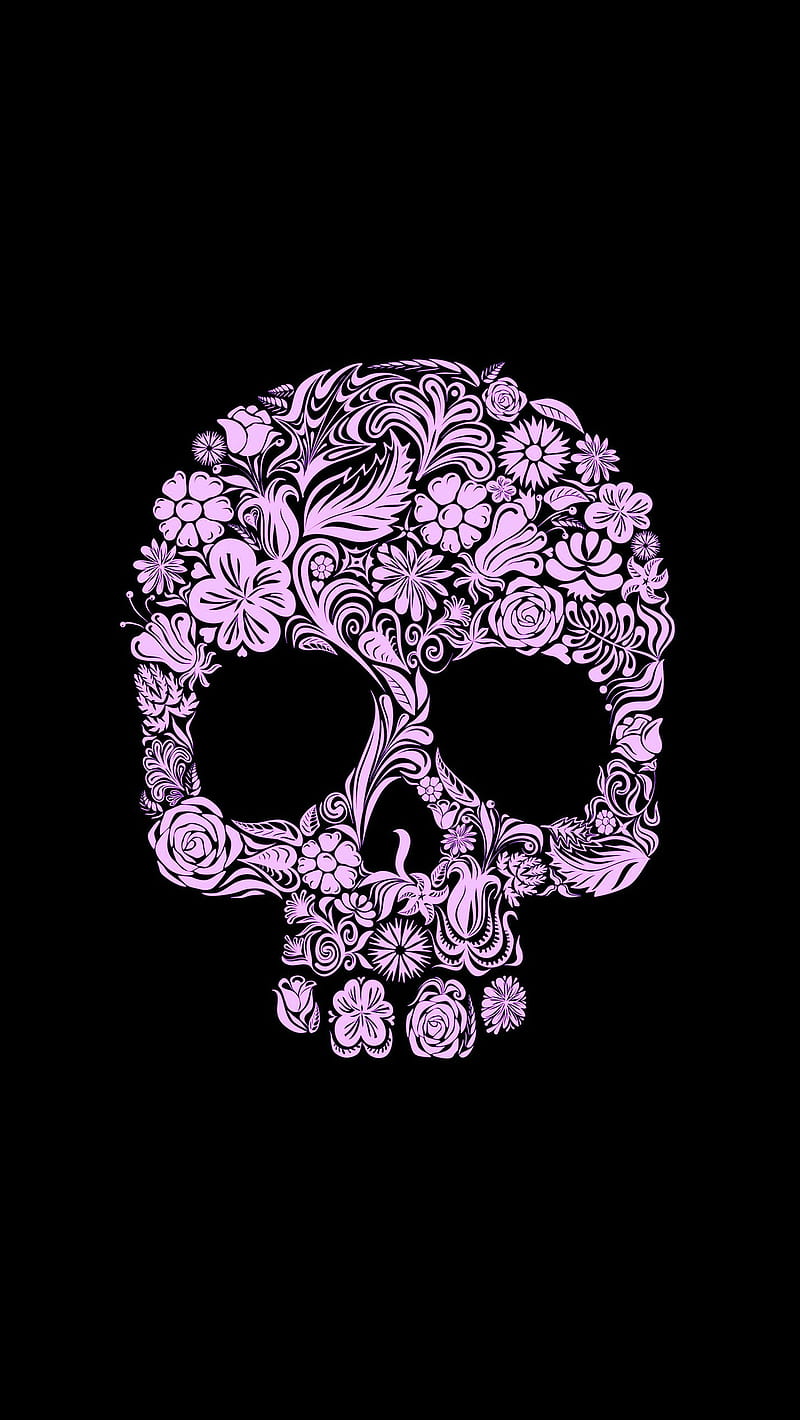 Calavera, negras, flores, góticas, moradas, Fondo de pantalla de teléfono  HD | Peakpx