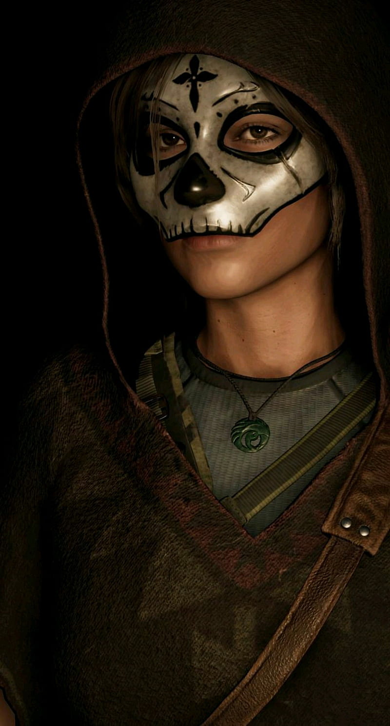 Shadow Tomb Raider, carnival, croft, girl, lara, lara croft, mask, shades, skull, skulls, tomb raider, HD phone wallpaper