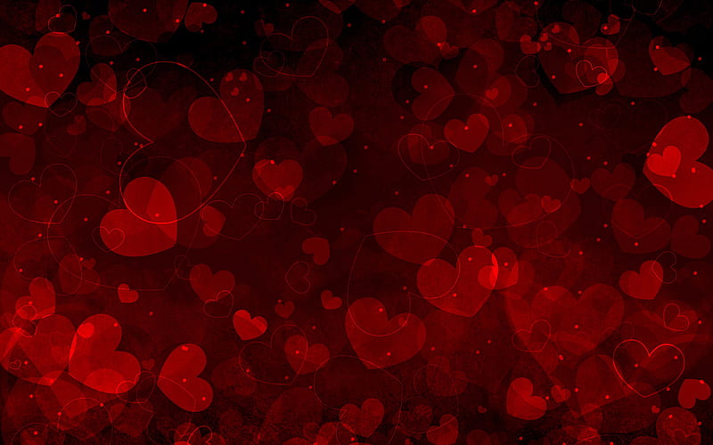 abstract hearts background, abstract art, hearts patterns, love concepts, red hearts background, hearts textures, background with hearts, HD wallpaper
