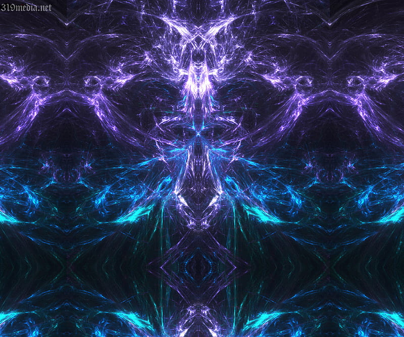 Skull and Monsters, abstract, blue, evil, fractals, halloween, purple, HD wallpaper