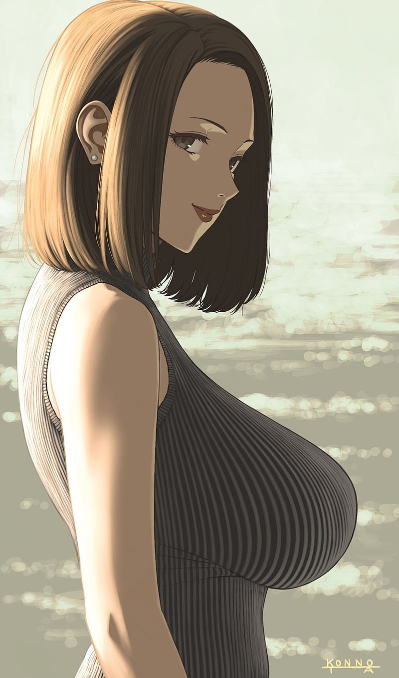 Big boobs, short hair, brunette, anime girls, huge breasts, anime, HD phone  wallpaper | Peakpx