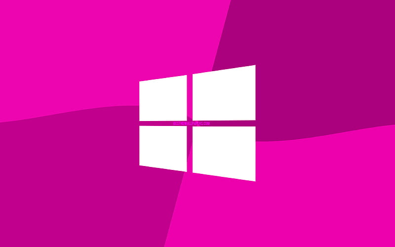 Windows 10 purple logo Microsoft logo, minimal, OS, purple background, creative, Windows 10, artwork, Windows 10 logo, HD wallpaper