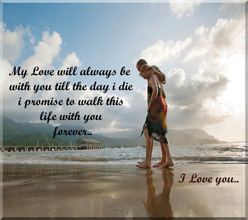 I Love You, 3d, beach, couple, cute, quote, romance, romantic, walk, words,  HD wallpaper | Peakpx