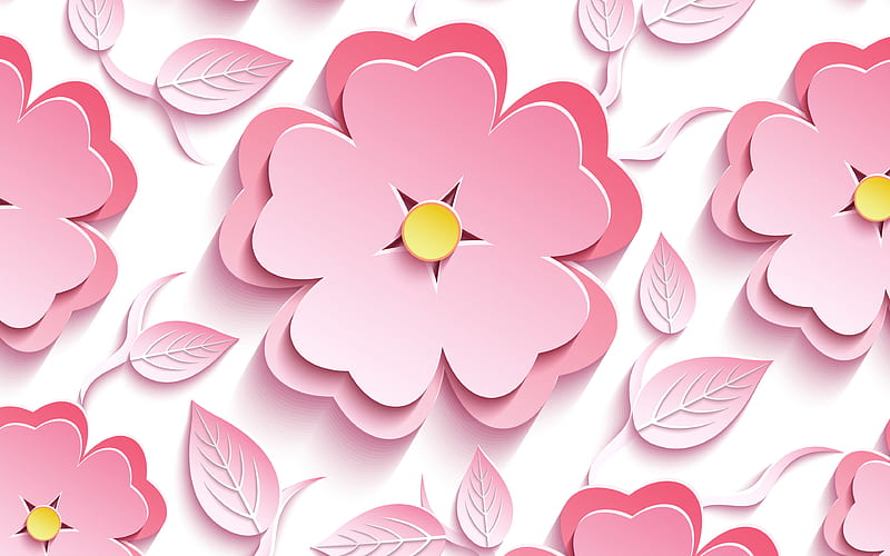 pink 3D flowers floral patterns, 3D textures, background with flowers, floral textures, pink floral backgrounds, HD wallpaper