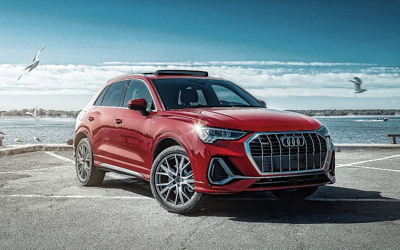 2020, Audi Q3, front view, exterior, red crossover, new red Q3, German cars, Audi, HD wallpaper