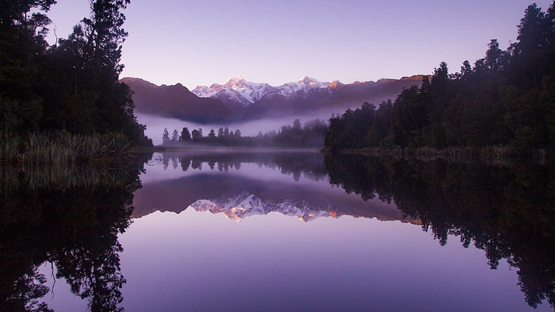 Lakes, Lake Matheson, Lake, Landscape, Mountain, New Zealand, HD wallpaper