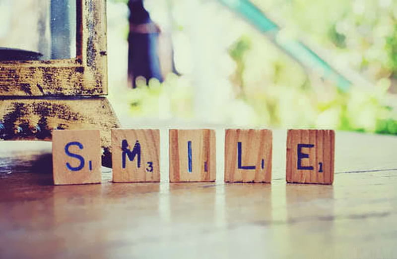 Smile!, words, smiles, wood, scrabble, tiles, HD wallpaper