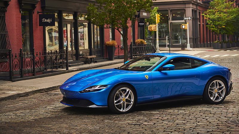 Ferrari, Ferrari Roma, Blue Car, Car, Sport Car, HD wallpaper