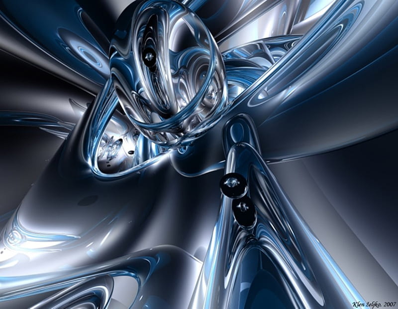 Scrunched, 3d and cg, abstract, teal, silver, blue, HD wallpaper | Peakpx