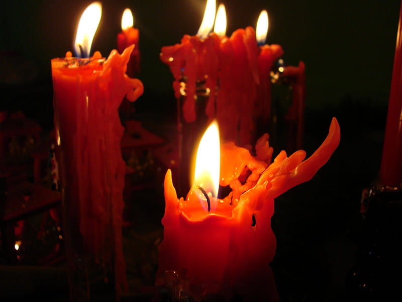 Red Candles Burning Through Night .jpg, wax, flame, romance, burning, HD wallpaper