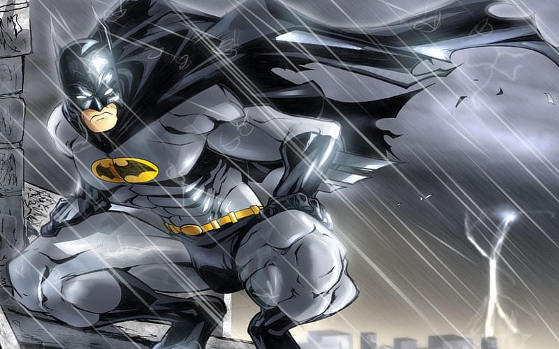 Batman In The Rain, DC Comics, Batman, Comics, Superheroes, HD wallpaper