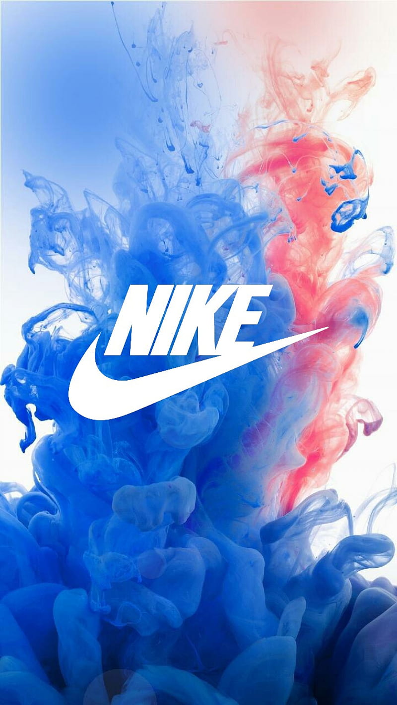 Nike, abstract, blue, explosion, purple, rainbow, red, smoke, white, HD phone wallpaper