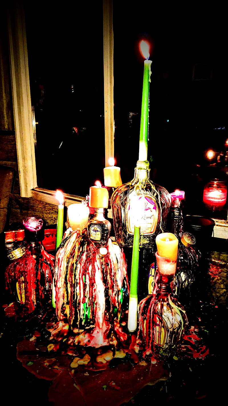 Crown Royal Candle, bright colors, candle melt, cool bottle, crown royal, HD phone wallpaper