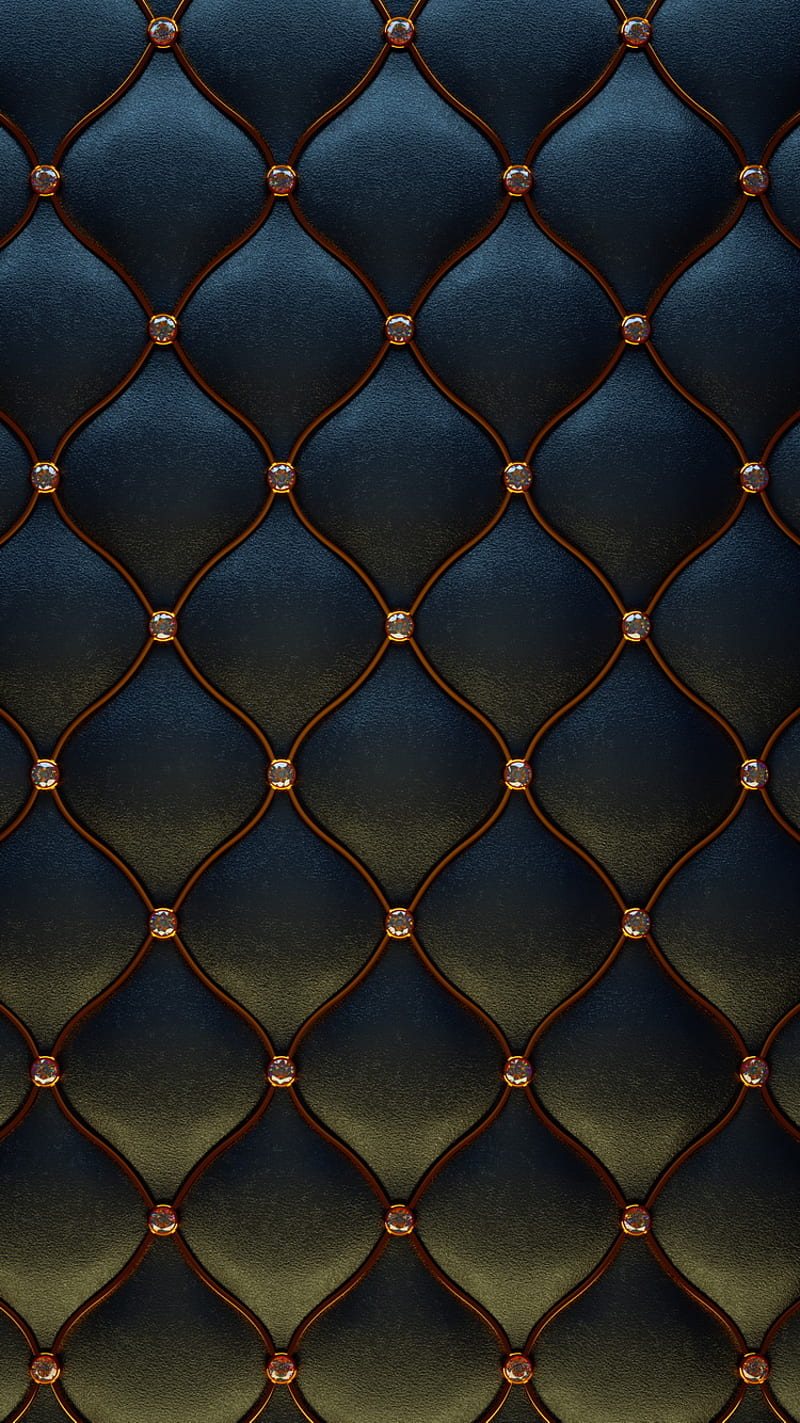 Luxury Leather, abstract, blue, desenho, fabric, gold, leather, HD phone wallpaper