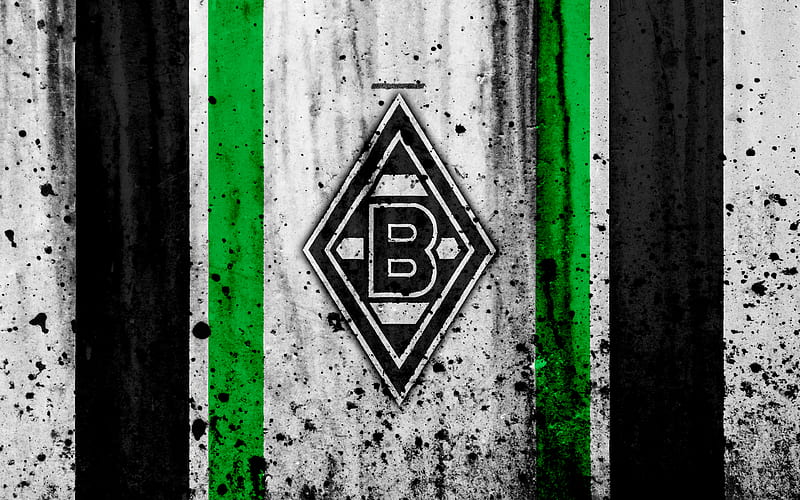FC Borussia Monchengladbach logo, Bundesliga, stone texture, Germany, Borussia Monchengladbach, soccer, football club, Borussia Monchengladbach FC, HD wallpaper