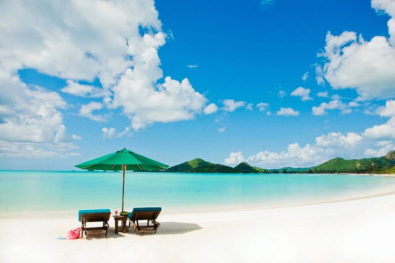 Tropical White Sand Beach, islands, exotic, ocean, pacific, south, sea, lagoon, turquoise, sand, paradise, australian, aqua, island, white, tropical, blue, HD wallpaper