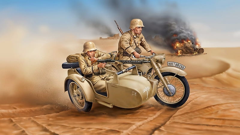 military, sidecar, desert, soldier, motorcycle, HD wallpaper