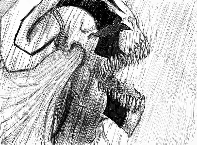 Drawing Ichigo Vasto Lorde with Only Black Color - BLEACH 😳#drawing #