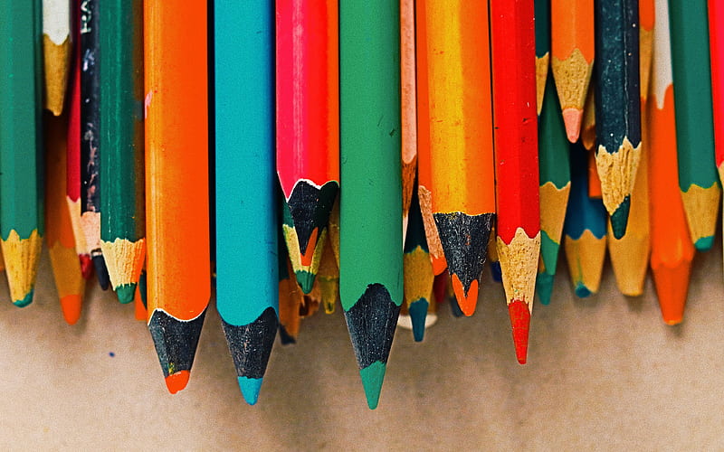 colored pencils, set, multicolored, sharpened ultra 16:10 background, HD wallpaper