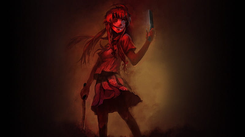  Tomorrow sunny Yandere Anime Girls Dark Horror Blood Ringing  Cell Phone Mirai Nikki Gasai Yuno 24x36 inch Silk Poster Wall Decor:  Posters & Prints