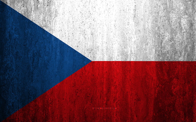 Flag of Czech Republic stone background, grunge flag, Europe, Czech flag, grunge art, national symbols, Czech Republic, stone texture, HD wallpaper