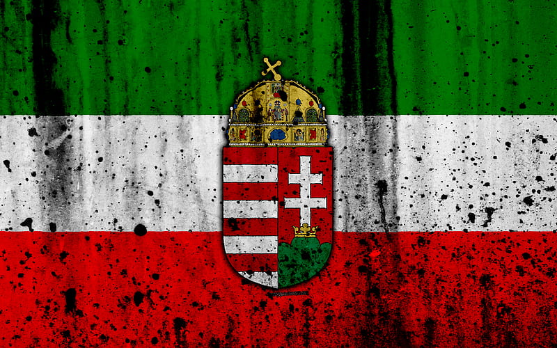 Hungarian flag, 4к, grunge, flag of Hungary, Europe, national symbols, Hungary, coat of arms of Hungary, Hungarian National Emblem, HD wallpaper