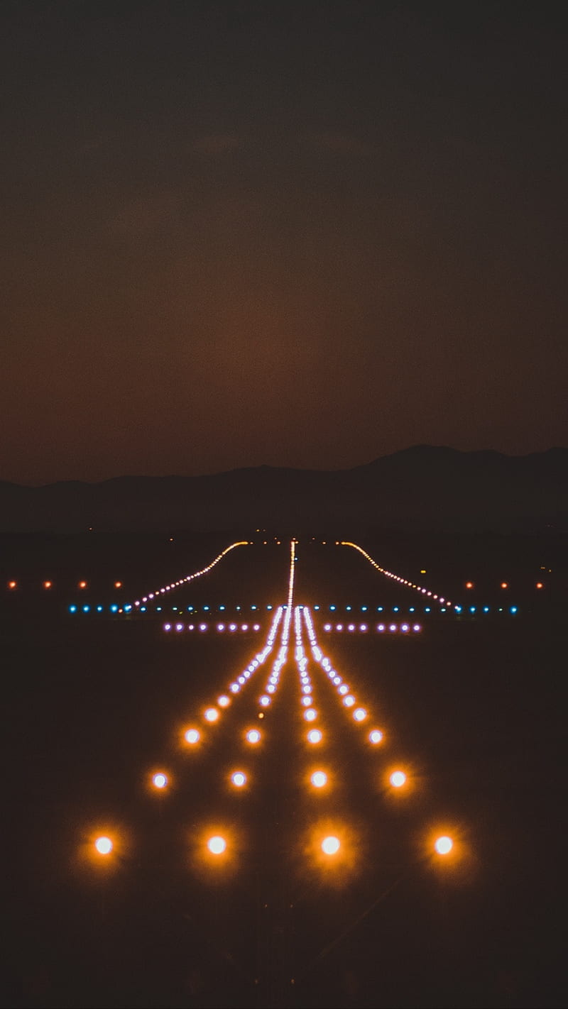 Airport Runway, darkness, lighting, sky, HD phone wallpaper