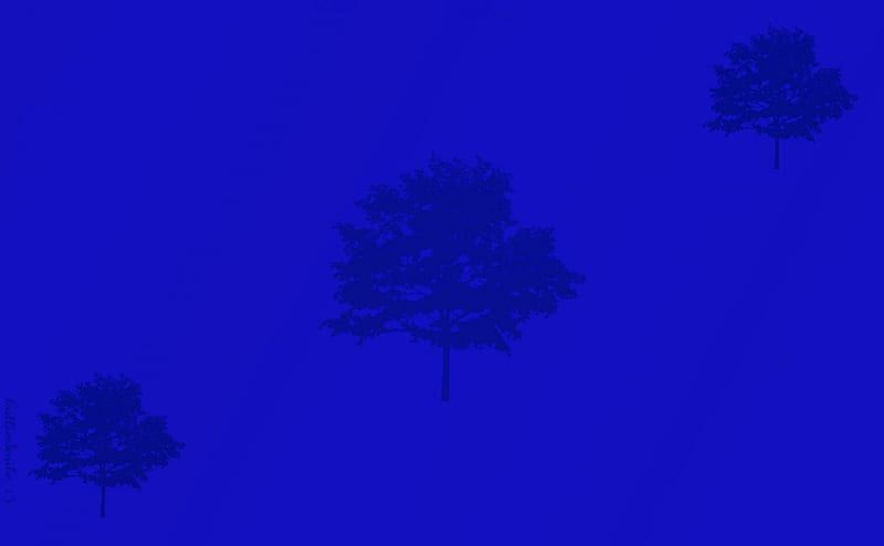 Blue Three Tree Wall, red, orange, scarlet, yellow, gold, green, aqua, blue, golden, silhouettes, trees, silhouette, tree, purple, simp1e, aquamarine, violet, HD wallpaper
