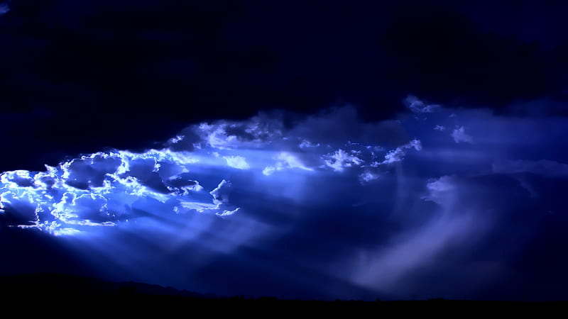 Proud Moment, fascinating, clouds, sky, ray, blue, light, HD wallpaper