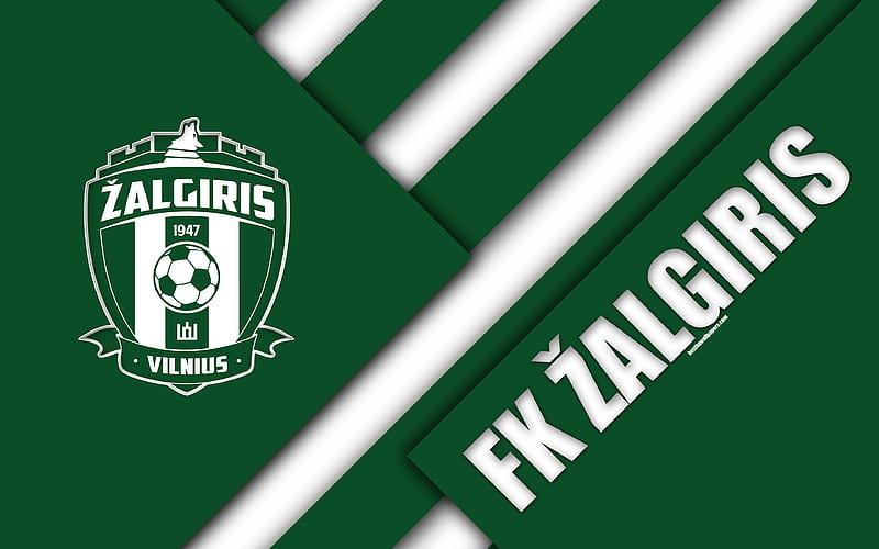 FK Zalgiris logo, Lithuanian football club, green white abstraction, material design, A Lyga, Vilnius, Lithuania, football, Zalgiris FC, HD wallpaper