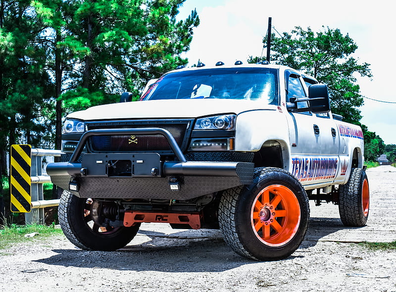 LBZ, chevorlet, chevy, custom, details, diesel, lifted truck, red, rough country, white, HD wallpaper