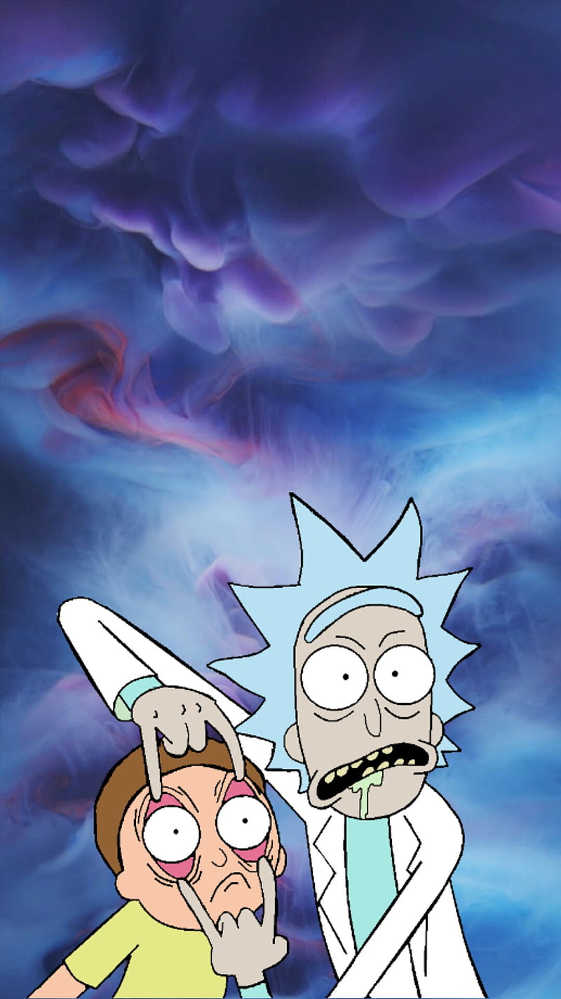 Rick and Morty, rick sanchez, meeseeks, blue, smoke, iphone, HD phone wallpaper