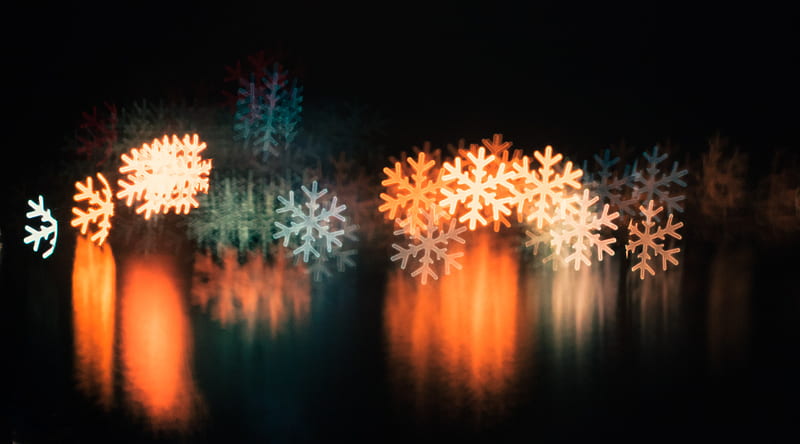 snowflake, macro, glare, blurred, HD wallpaper